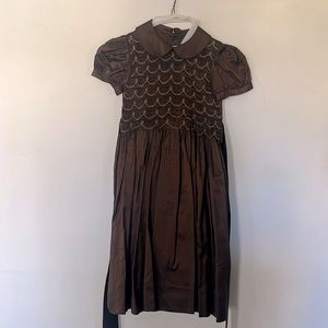 Best & Co Briwn taffeta smock dress. Size 5y